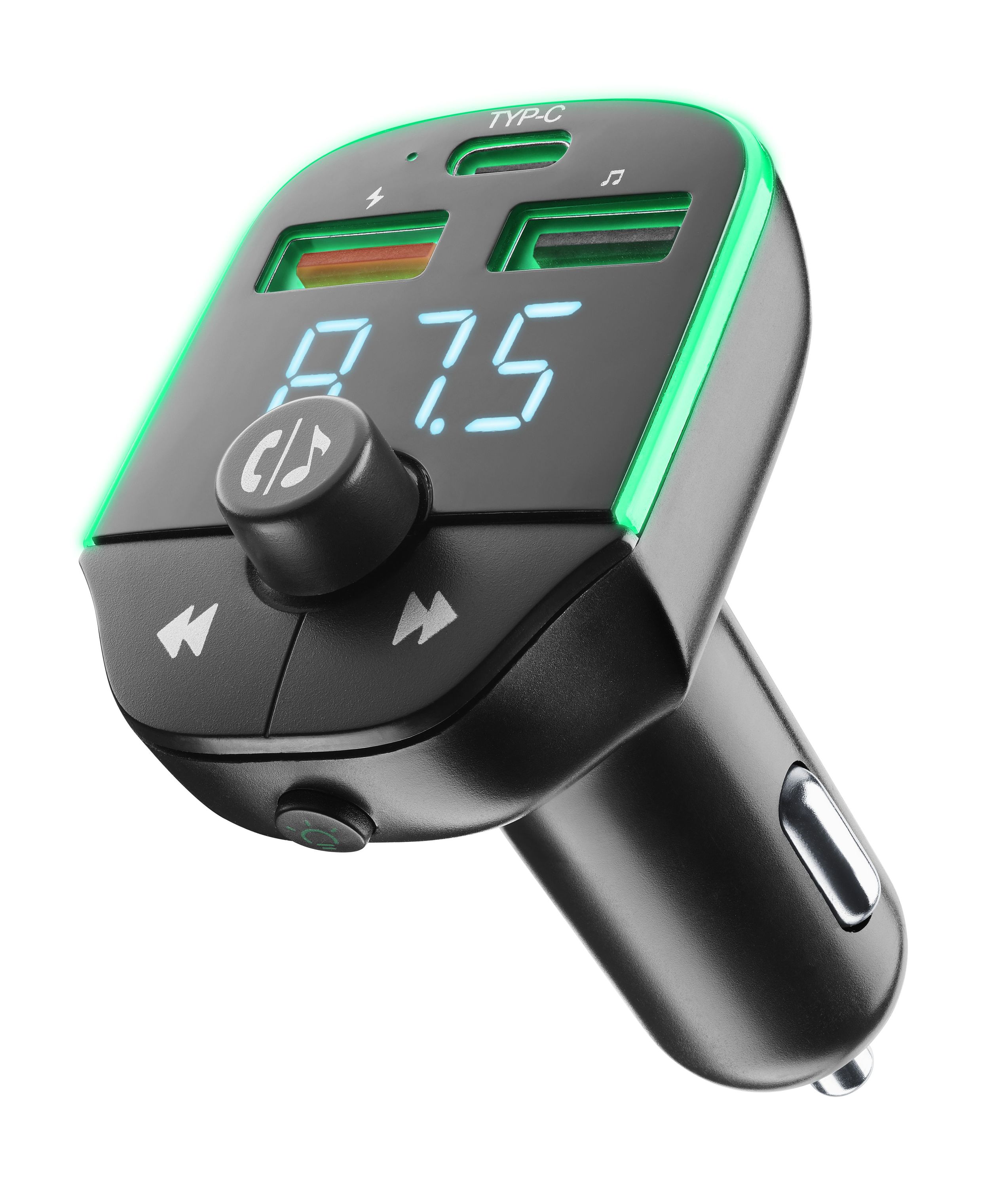 Transmetteur FM Bluetooth Cellularline – Pour Autoradio, Charge Rapide 20W, Mains Libres, Lumières RGB, USB
