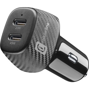 Discover the Cellularline black 2-port 65W car charger to charge your phone safely and quickly! Buy it now!
